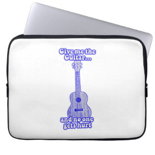 Funda Para Portátil Dame la guitarra y nadie sale herido. azul retro
