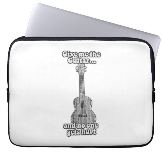 Funda Para Portátil Dame la guitarra y nadie se lastima. B y W (Frente)
