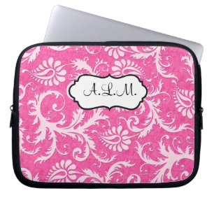 Funda para portátil Dámpara Floral rosa y blanca