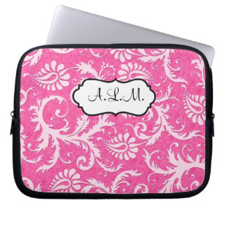 Funda para portátil Dámpara Floral rosa y blanca