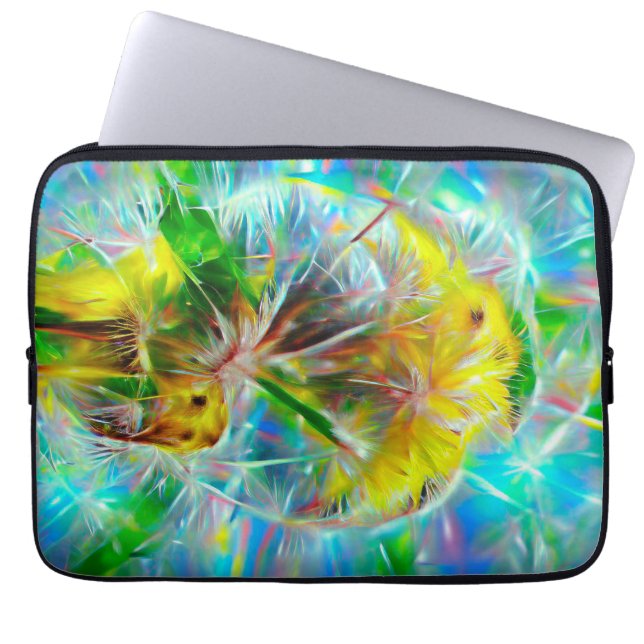 Funda Para Portátil Dandelions etéreos en Neon Dreamscape (Frente)