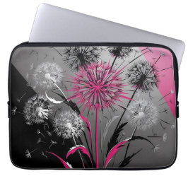 Funda Para Portátil Dandelions Pink Black White Electronics laptop bag