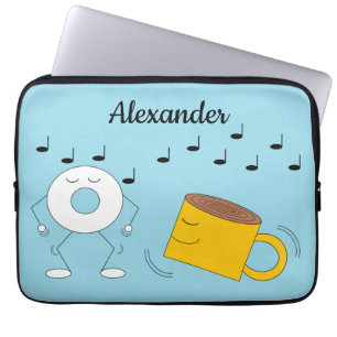 Funda Para Portátil Danzando en polvo Donut & Coffee Mug:
