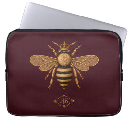 Funda Para Portátil Dark Romance Royal Bee | Borgoña y Oro Francés