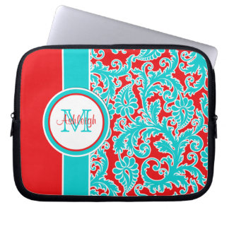 Funda para portátil de 10" con monograma damask az