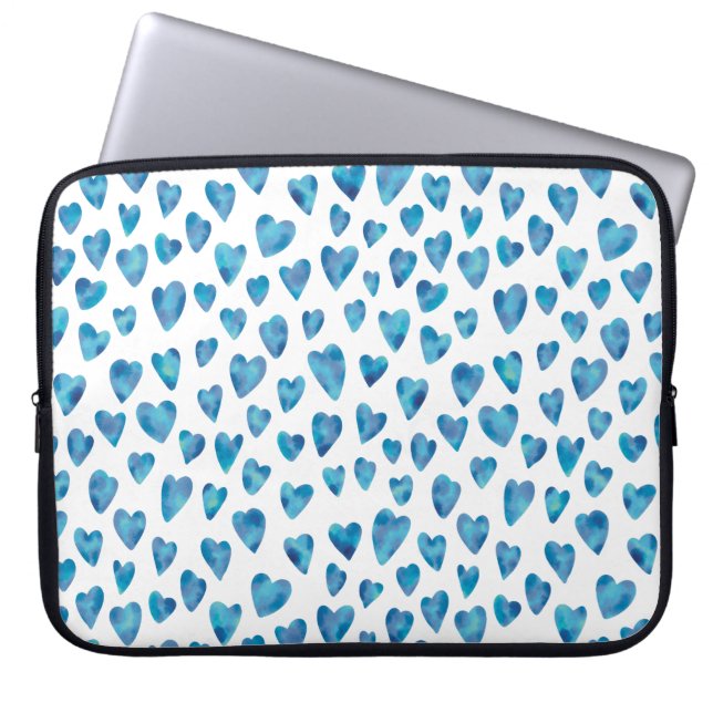 Funda para portátil de acuarela corazón azul (Frente)