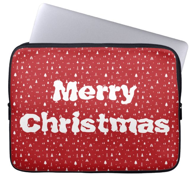 Funda para portátil de árboles de Navidad y copos  (Frente)