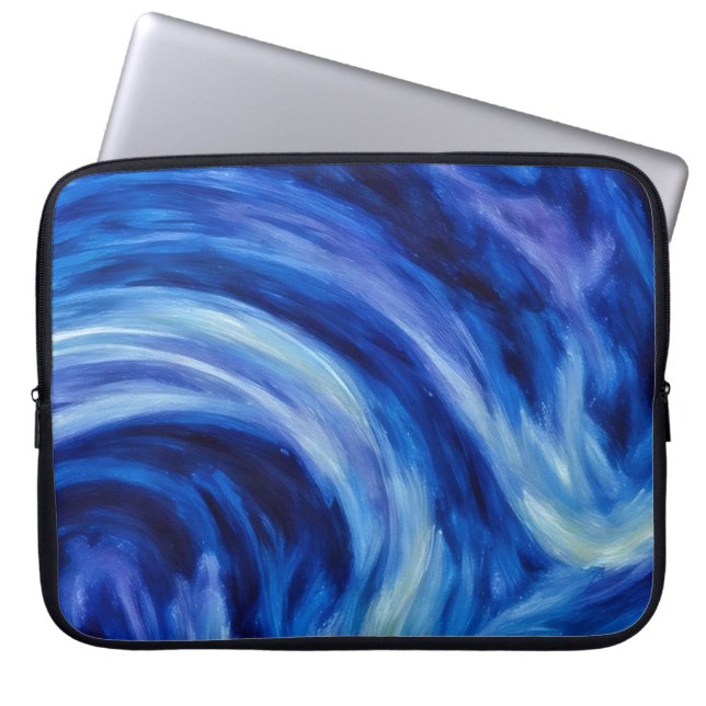 Funda para portátil de arte abstracto de flujo azu (Frente)