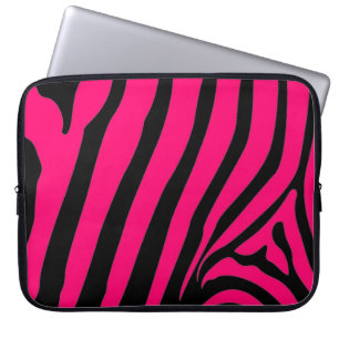 Funda para portátil de banda de cebra rosa