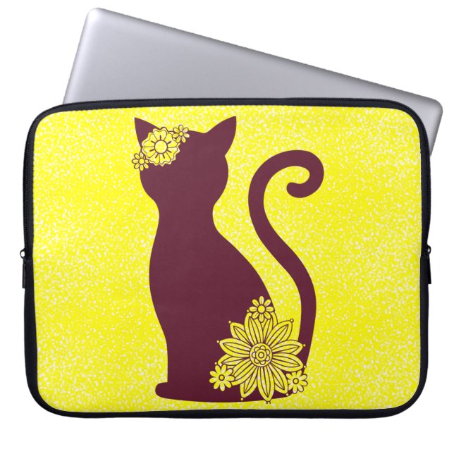 Funda para portátil de bonito Cat Silhoutte (Frente)