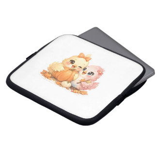 Funda para portátil de calabaza y pájaros lindos y