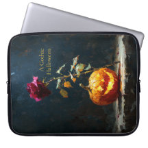 Funda para portátil de calabaza y rosa romántica o