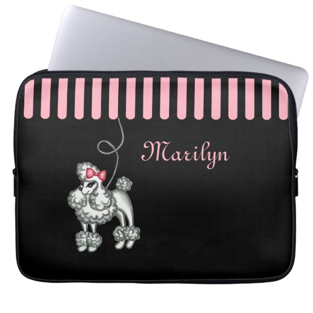 Funda para portátil de Caniche francés personaliza (Frente)