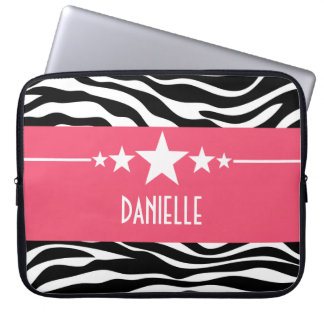 Funda para portátil de Cebra Estrella Rosa