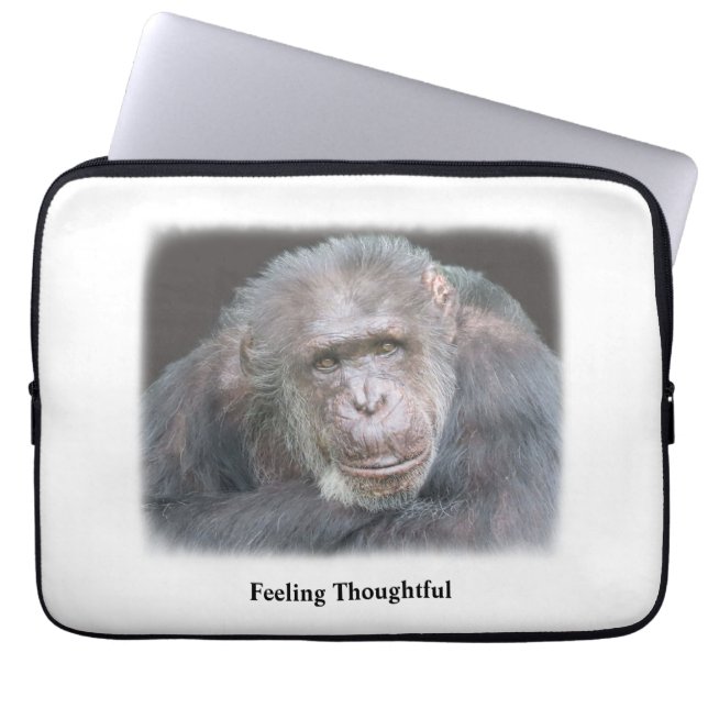 Funda para portátil de chimpancé pensativo (Frente)