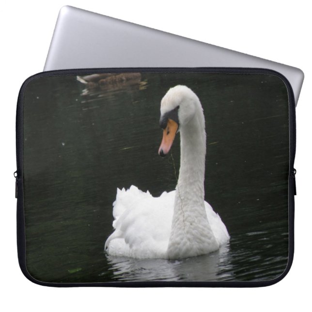 Funda para portátil de cisne blanco (Frente)