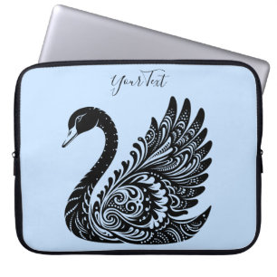 Funda para portátil de cisne decorativa negra