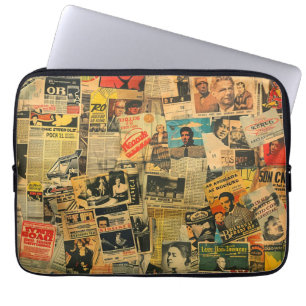 Funda para portátil de collage de periódico antigu