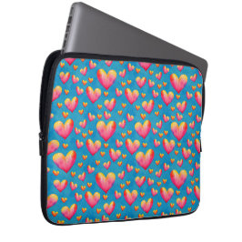 Funda para Portátil de Corazones Acuarela Multicol