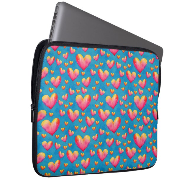 Funda para Portátil de Corazones Acuarela Multicol (Anverso derecho)