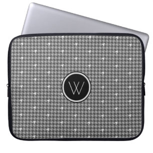 Funda para portátil de cuadros grises con acento d