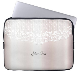 Funda para portátil de encaje blanco floral elegan