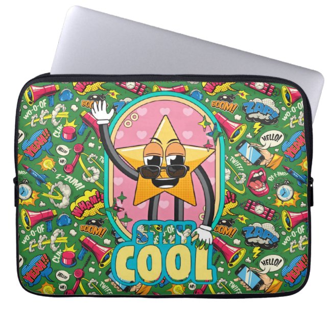 Funda para portátil de estrella pop de cómic retro (Frente)