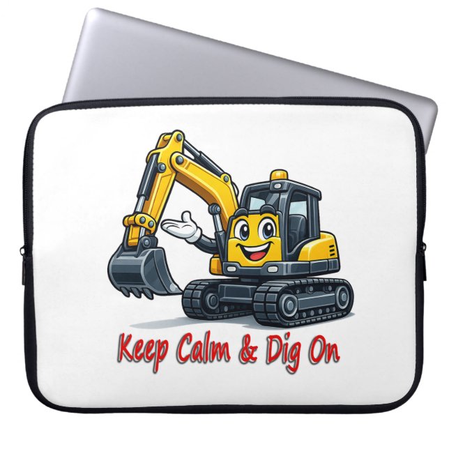 Funda para portátil de excavadora linda, 'Keep Cal (Frente)