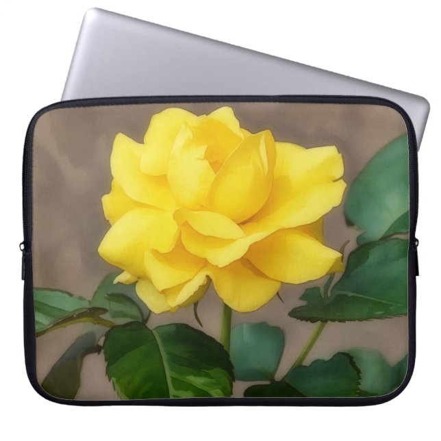 Funda para portátil de flor de rosa amarilla (Frente)