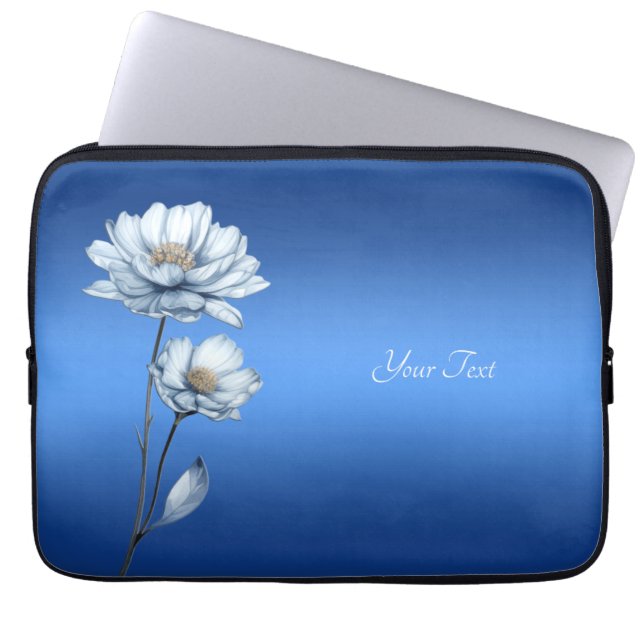 Funda para portátil de flores de acuarela azules (Frente)