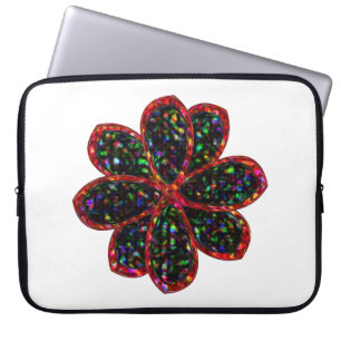 Funda para portátil de flores de color negro y roj