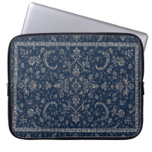 Funda para portátil de flores persas azul marino