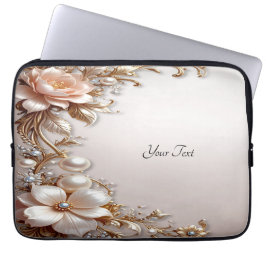 Funda para portátil de flores suaves rosadas y bla