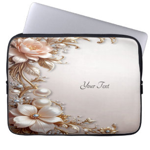 Funda para portátil de flores suaves rosadas y bla