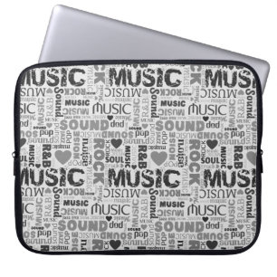 Funda para portátil de fondo de texto musical