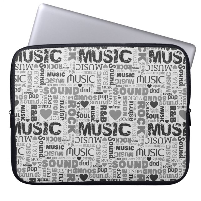 Funda para portátil de fondo de texto musical (Frente)