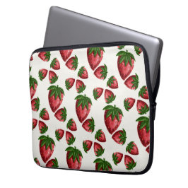 Funda para portátil de fresa dibujada a mano Berry