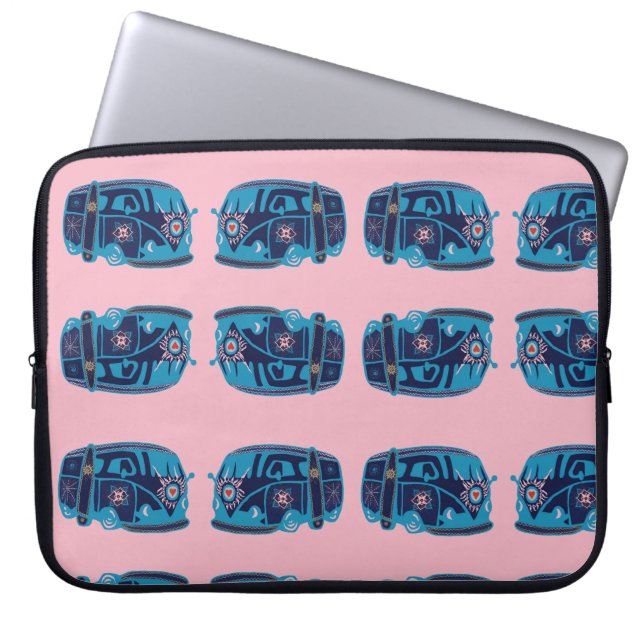 Funda para portátil de furgoneta hippie (Frente)