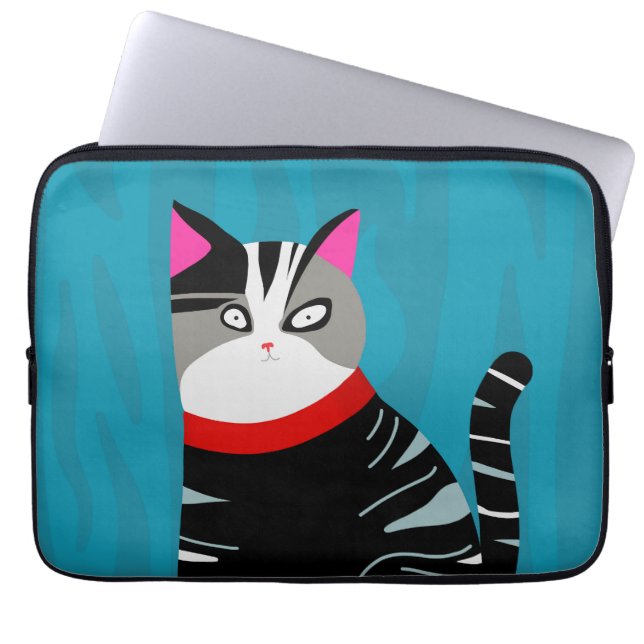 Funda para portátil de gato abstracto (Frente)