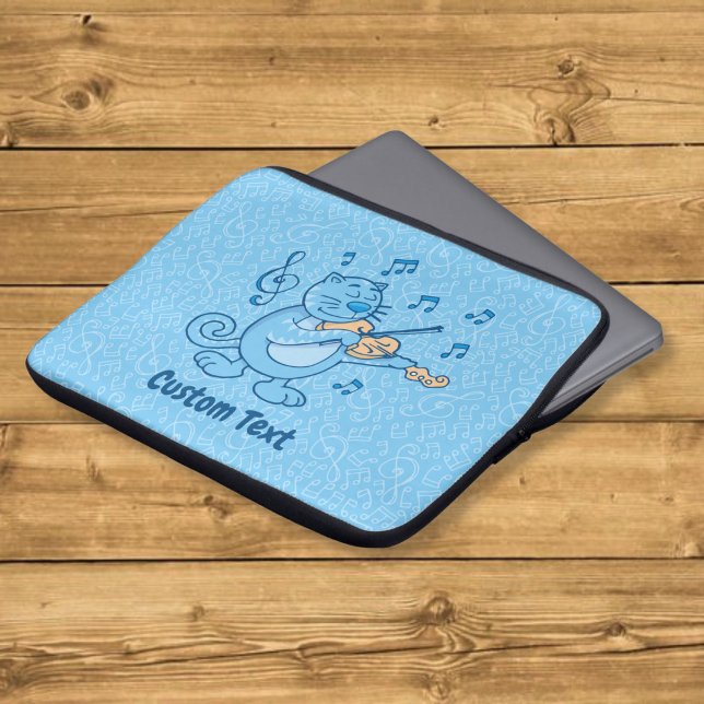 Funda para portátil de gato azul con violín (Subido por el creador)