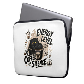 Funda para portátil de gato negro divertido introv