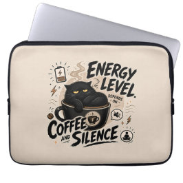 Funda para portátil de gato negro divertido introv