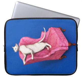 Funda para portátil de gato oriental blanco