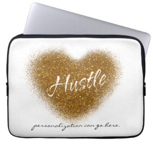 Funda para portátil de glamour con corazón HUSTLE 