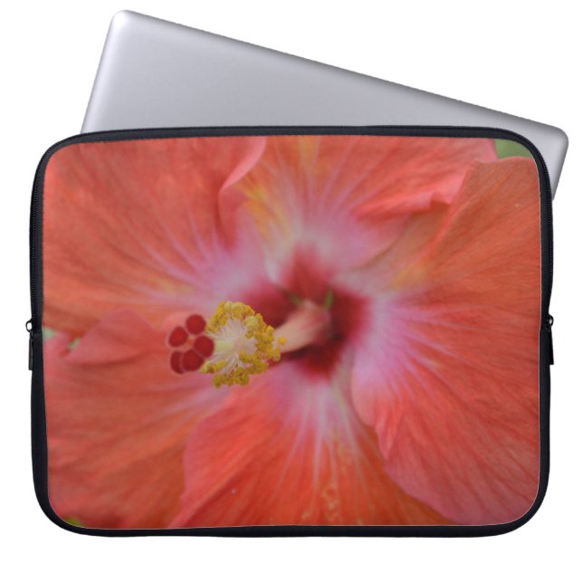 Funda para portátil de Hibisco Naranja (Frente)