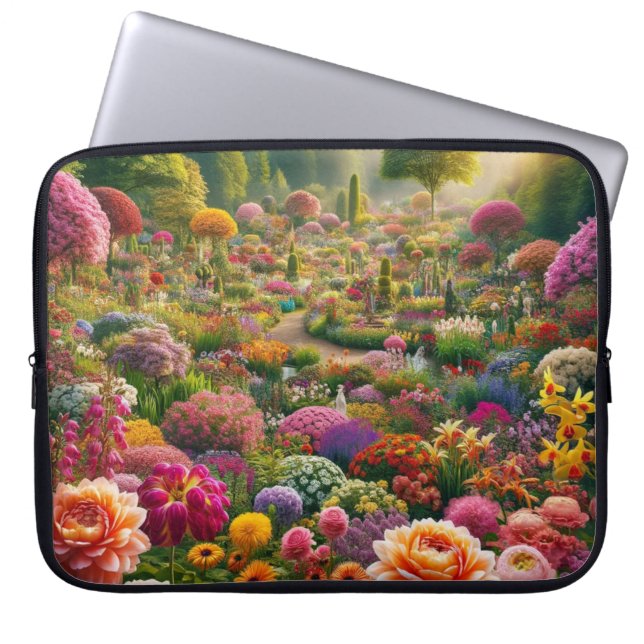Funda para portátil de jardín de flores de fantasí (Frente)