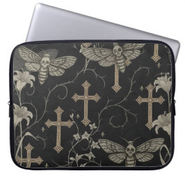 Funda para portátil de la polilla y la cruz gótica