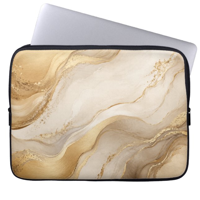 Funda para portátil de lujo abstracto en oro champ (Frente)