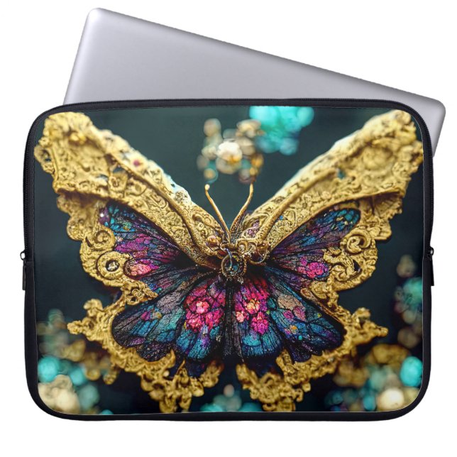 Funda para portátil de mariposa de Gemstone oro co (Frente)