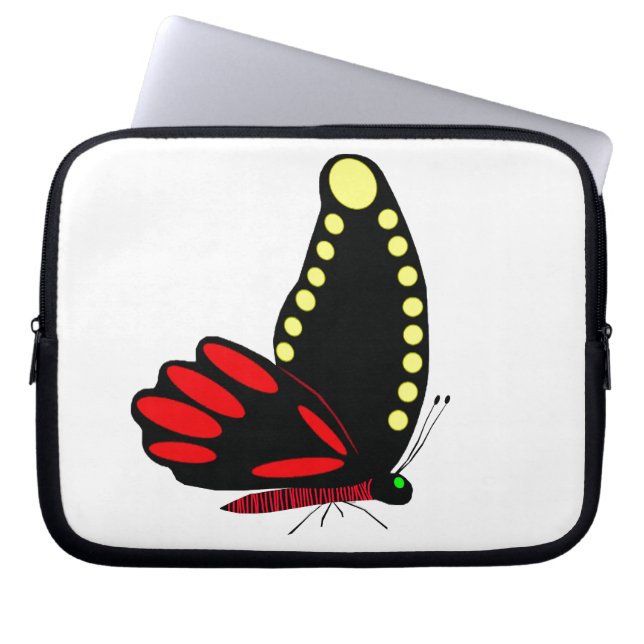 Funda para portátil de mariposa negra (Frente)